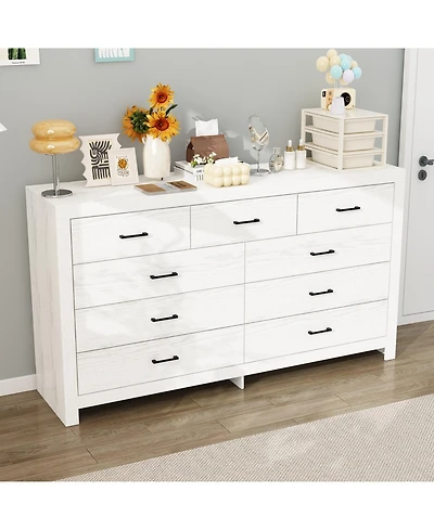 Homsee 9-Drawer Storage Cabinet - 63-Inch Tall Wooden Dresser for Bedroom | Storage Organizer with Handles