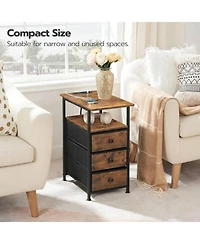 Slickblue Nightstand Side Table with Built-In Charging Station and Storage