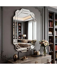 Laoties 36" x 24" Frameless Wall Mirror, Beveled Bathroom Vanity Mirror for Bedroom, Living Room and Entryway