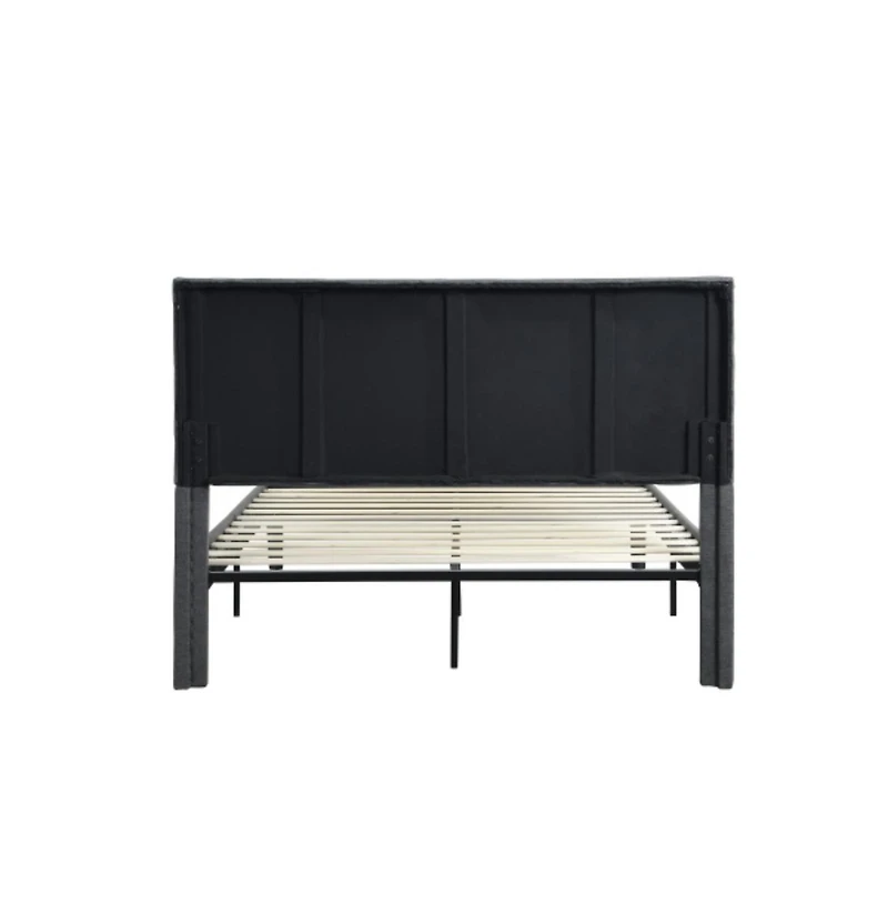 Lucky One Queen Size Upholstered Platform Bed Frame with Headboard, Strong Wood Slat Support, No Box Spring Needed, Easy Assembly