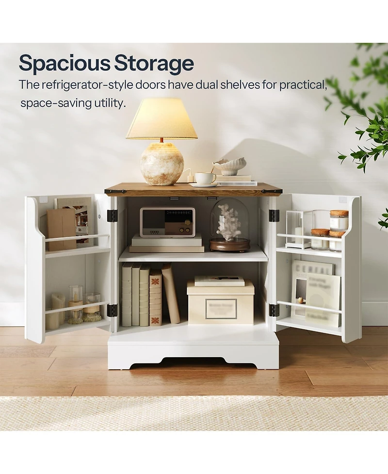 Slickblue Large Farmhouse Nightstand 23.6 Inch with Built-In Charging Station