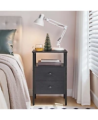 Slickblue 24-Inch Bedside Nightstand with 2 Drawers and Charging Outlets