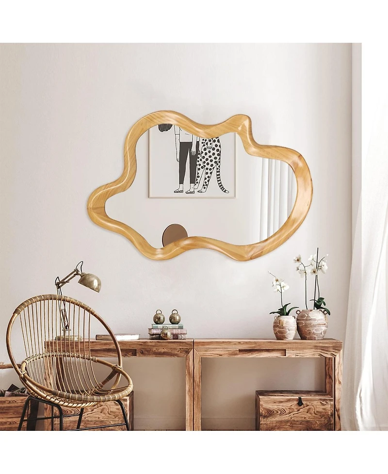 Laoties Modern Decorative Irregular Vanity Mirror with Engineered Wood Frame for Living Room and Bathroom