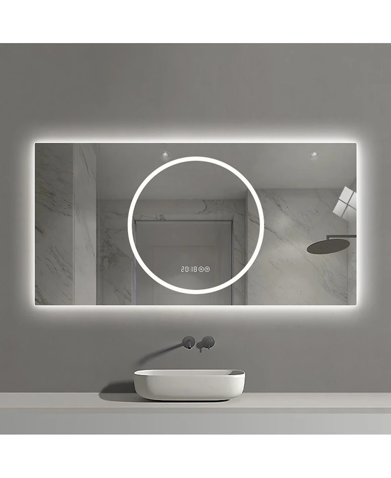Laoties 48" x 24" Led Bathroom Vanity Mirror with Lights, Wall Mounted Anti-Fog Lighted Bathroom Mirror, Modern Makeup Mirror for Bathroom
