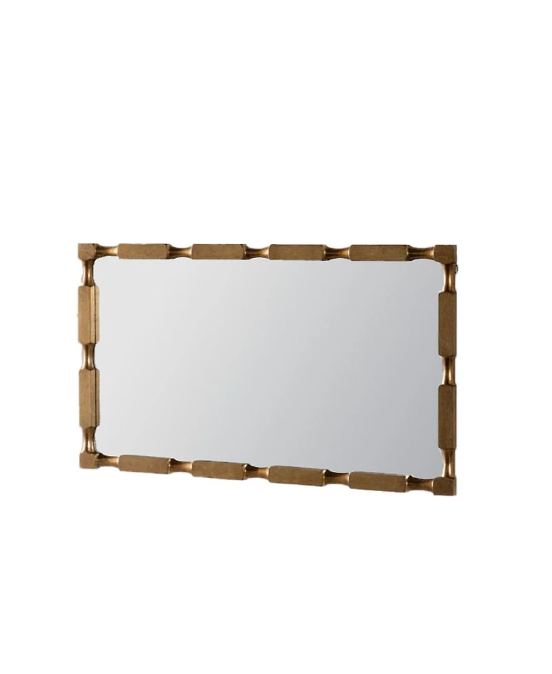 Laoties 40" x 22" Modern Rectangular Bamboo-Style Wall Mirror with Solid Wood Frame for Living Room