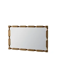 Laoties 40" x 22" Modern Rectangular Bamboo-Style Wall Mirror with Solid Wood Frame for Living Room