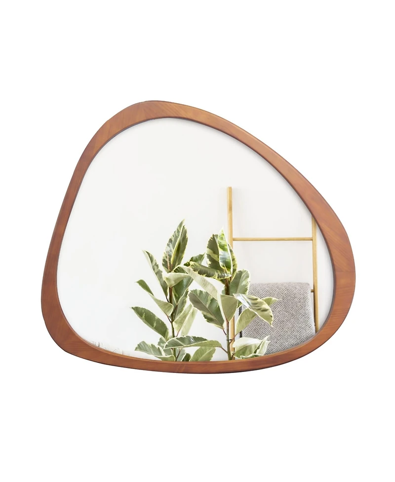 Laoties 45" Asymmetrical Solid Pine Wood Wall Mirror, Large Decorative Mirror for Living Room