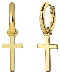 Rhona Sutton Men's Classic 14K Gold Cross Hoop Earrings