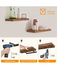 Slickblue Wall-Mounted Storage Shelves Set of 2 for Bedroom or Living Room