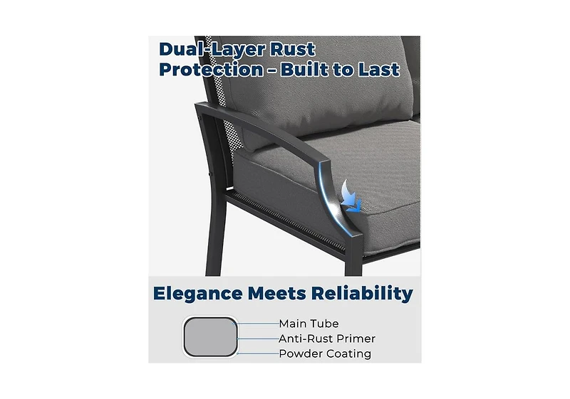 Aecojoy 4-Piece Outdoor Patio Furniture Set with Rocking Chair, Metal Conversation Bistro