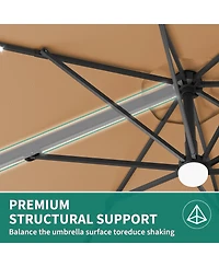 homfan 10Feet Solar Led Cantilever Patio Umbrella, 360degree(s) Rotation, Adjustable Tilt, Cross Base and Uv Fabric, for Patio, Pool And Garden