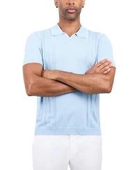 Xray Men's Johnny Collar Textured Stripe Sweater Polo