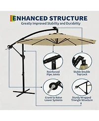 homfan 10Feet Offset Cantilever Umbrella, Waterproof Uv-Resistant, Adjustable Tilt, Steel Frame and Cross Base for Deck, Pool, Backyard