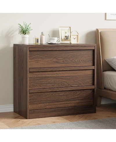 gaomon 3-Drawer Dresser for Bedroom, Natural Oak Wooden Nightstand Chest with Large Storage
