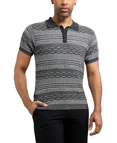 Xray Men's Allover Jacquard Sweater Polo