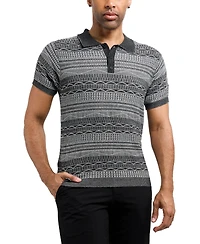 Xray Men's Allover Jacquard Sweater Polo