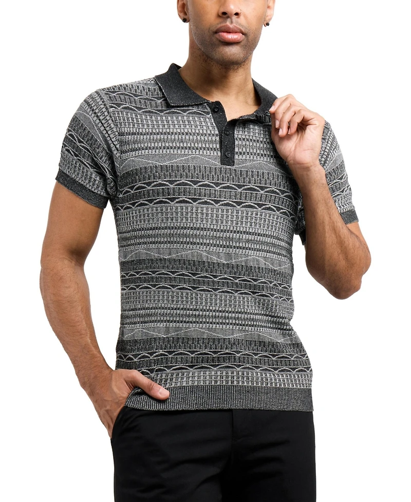 Xray Men's Allover Jacquard Sweater Polo