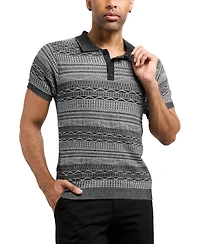 Xray Men's Allover Jacquard Sweater Polo