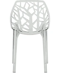 LeisureMod Cornelia Stackable Dining Chair Set of 2 Spring Cut-Out Tree Design Acrylic Accent Side for Kitchen, Living Room, and Area
