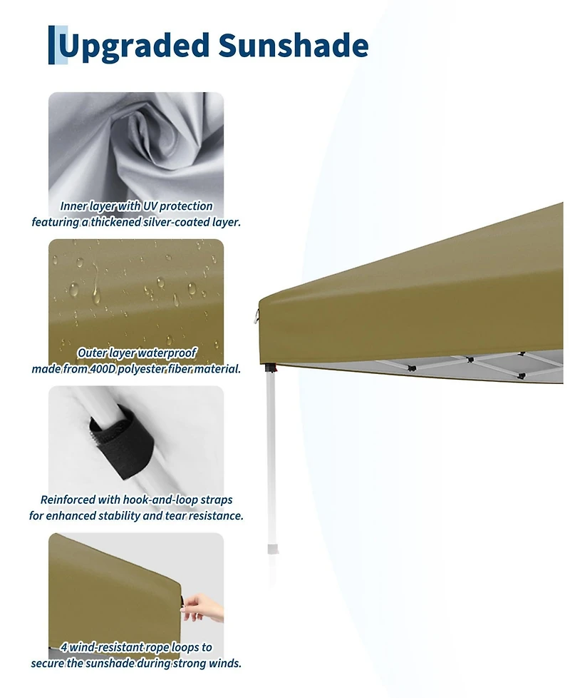 gaomon 10X10Feet Canopy Replacement Top with Silver Coated and Uv Protection Pop Up Tent Cover Waterproof (Top Only)