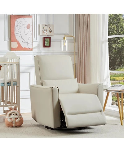 homfan Manual Swivel Rocking Recliner Chair – High Backrest, Padded Armrests, Lumbar Support, Ergonomic Single Sofa for Living Room, Nursery, or Home