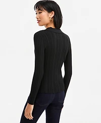 I.n.c. International Concepts Women's Ribbed Hardware V-Neck Sweater, Macy's Exclusive