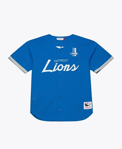 Mitchell & Ness Men's Blue Detroit Lions Head Coach Mesh Full-Button Fashion Jersey