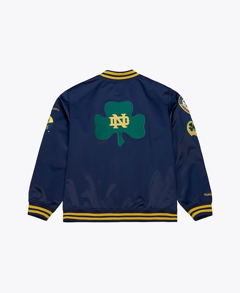Mitchell & Ness Men's Navy Notre Dame Fighting Irish Double Clutch Lightweight Satin Full-Snap Jacket