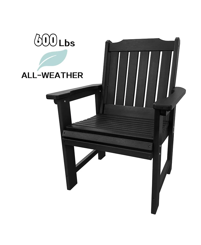 Hdpe All-Weather Outdoor Patio Dining Chair, Heavy-Duty Garden Backyard Armchair with Stainless Steel Hardware