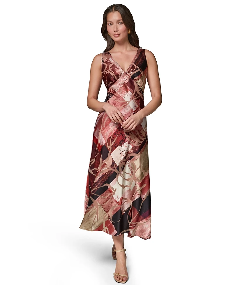 Donna Karan New York Women's Sleeveless Velvet Burnout Midi Slip Dress