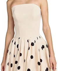 Mac Duggal Women's Strapless Polka Dot Crepe Bubble Skirt Midi Dress