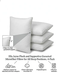 Ella Jayne Plush and Supportive Gusseted 4-Pack Pillow