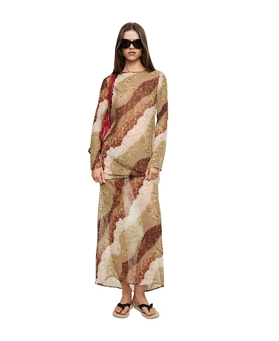 Lioness Women's Pacific Long-Sleeve Tie-Back Maxi Dress