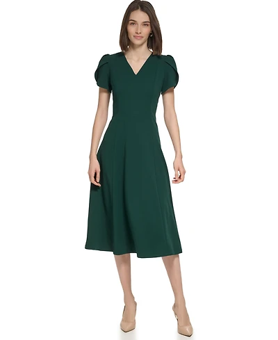 Calvin Klein Women's V-neck Tulip-sleeve Dress
