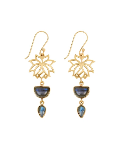 Karma and Luck Subtle Movement - Gold Lotus Labradorite Earrings
