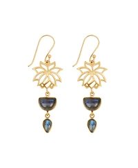 Karma and Luck Subtle Movement - Gold Lotus Labradorite Earrings