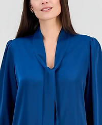 T Tahari Women's Tie-Neck Long-Sleeve Blouse