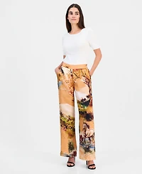 T Tahari Women's Printed Pull-On High-Rise Pants