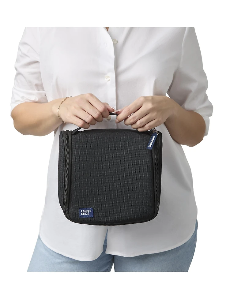 Lands' End Small Hanging Toiletry Bag for Travel, Canvas Dopp Kit Hygiene