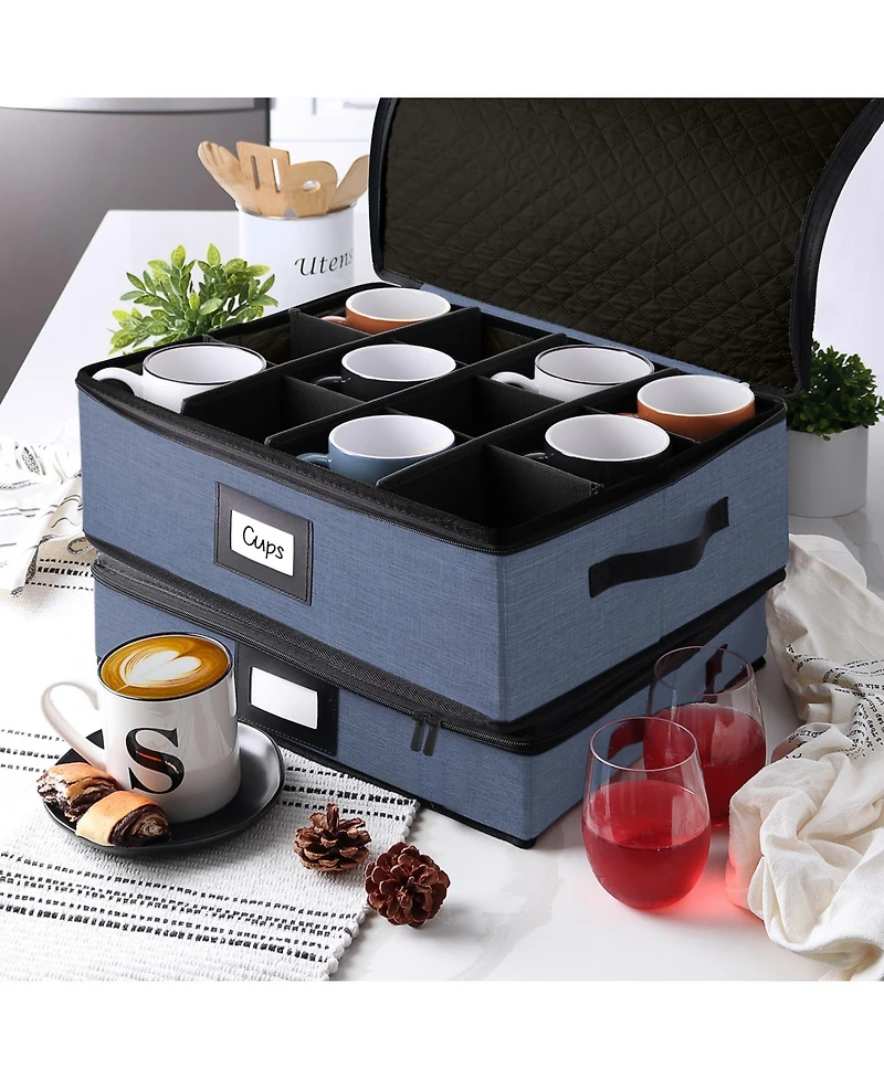 StorageBud Coffee Mug Storage, Quilted and Stackable Coffee Cup Storage Organizer for Service of 12