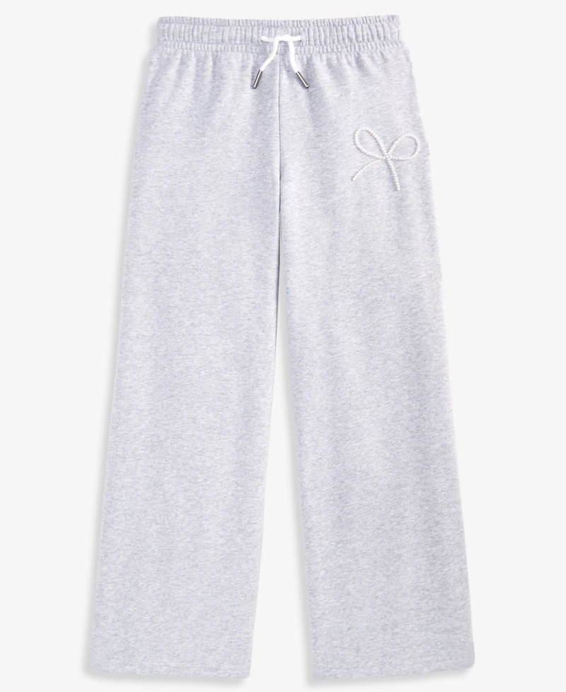 With Jules Girls' 7-16 Mini Imitation Pearl Bow Wide-Leg Sweatpants
