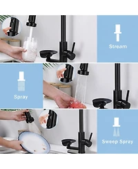 Phying 3 in 1 Kitchen Faucet With Press Type Glass Rinser High Arc Pull Down Sprayer Faucet 3 Function Spray Mode Modern Single Handle Sink Faucet