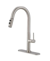 Phying Brushed Nickel Kitchen Faucet Single Handle High Arc Pull Down Sprayer Faucet Modern Stainless Steel Water Tap