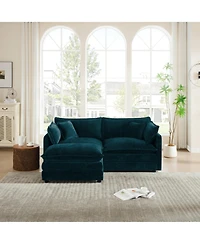 Boyel Living Chenille Two-Seater Sofa with 1 Footrest, 2 Seater L-Shaped Sectional Ottoman,Loveseat Ottoman for Small