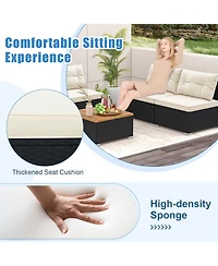 Costway 5 Piece Outdoor Furniture Set with Seat and Back Cushions Acacia Wood Tabletop
