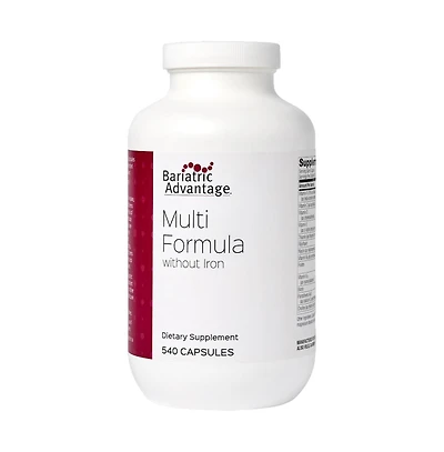Bariatric Advantage Multi Formula Without Iron, High Potency Daily Multivitamin for Bariatric Surgery Patients with 22 Essential 540 Capsules