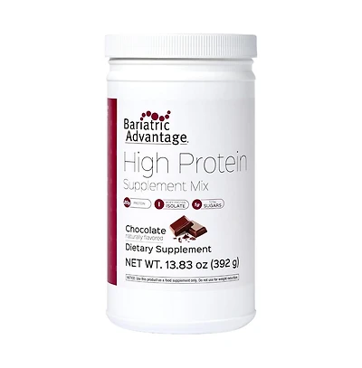 Bariatric Advantage High Protein Supplement Mix, 20 Grams Whey Protein Isolate Low Sugar with 100 Calories Per Serving Chocolate, 14 Servings