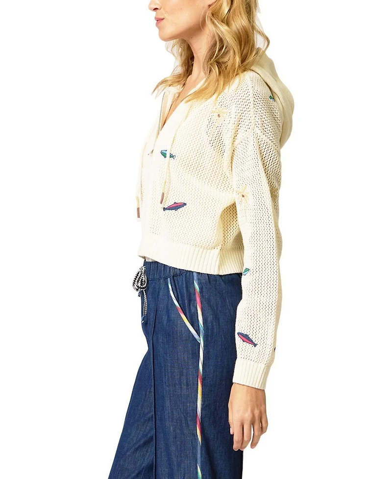 Central Park West Women's Eden Palm Tree Mesh Cardigan