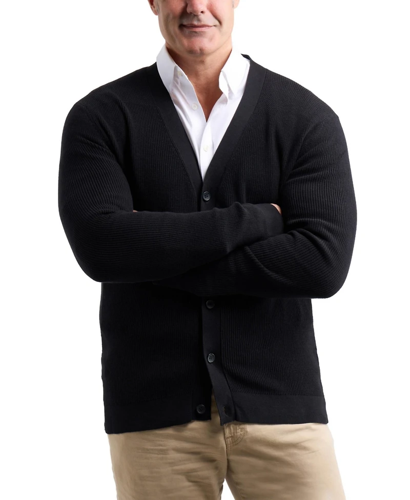 X-Ray Men's Basic Ribbed Cardigan