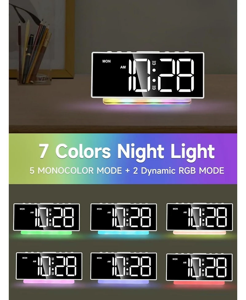 Neewer Loud Alarm Clock for Heavy Sleepers,Adults,Kids,Teens,Large Digital Display,7 Color Night Light,Adjustable Volume,Battery Backup